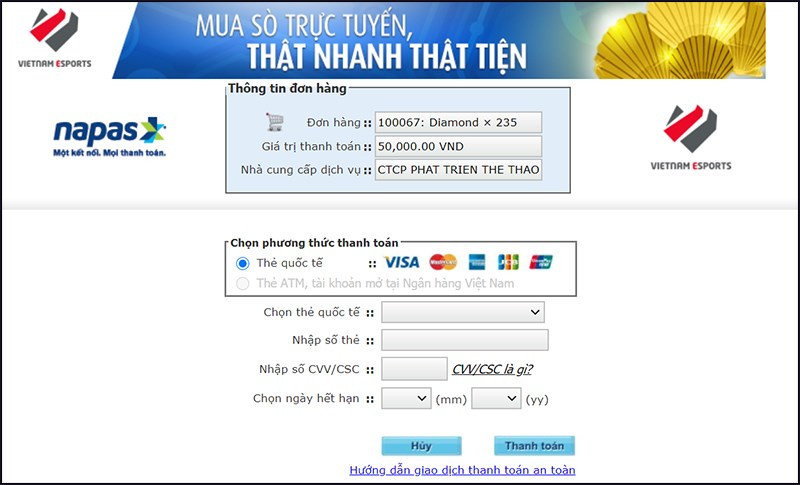 Thanh toán qua NAPAS