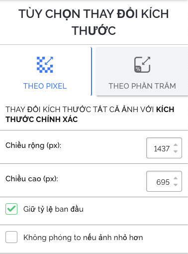 Thay đổi kích thước ảnh với iLoveIMG