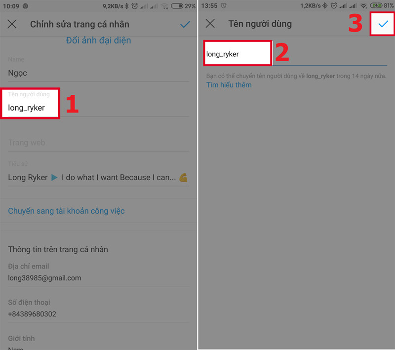 Thay đổi tên người dùng trên Instagram