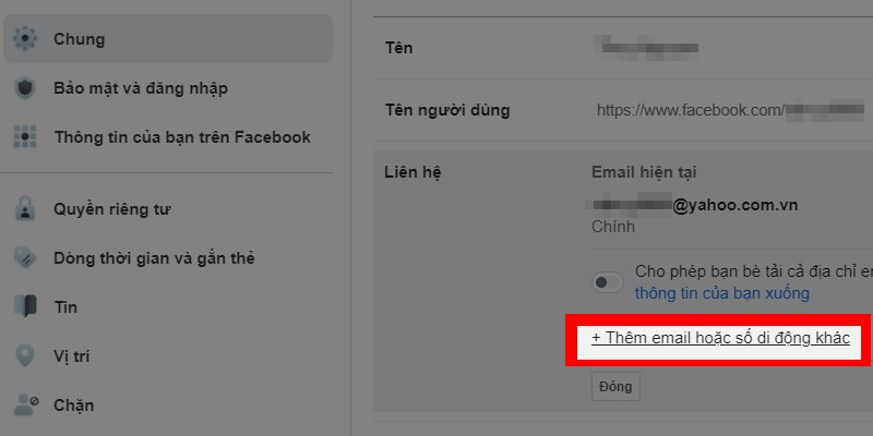 Thêm email hoặc số điện thoại