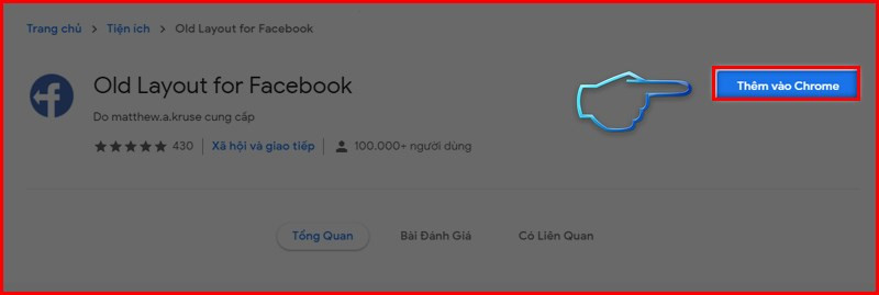 Thêm tiện ích Old Layout for Facebook