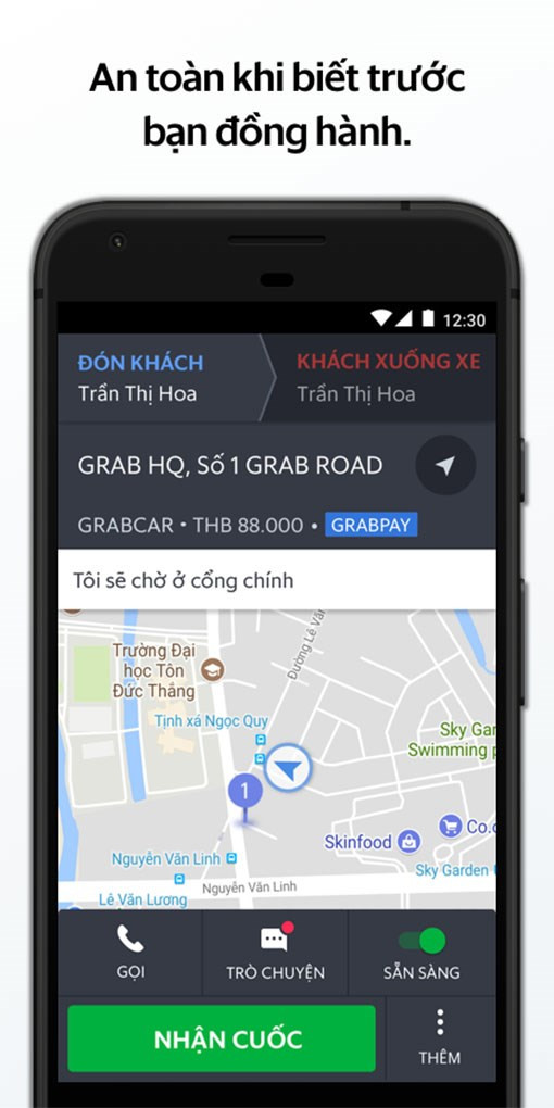 Th&ocirc;ng tin kh&aacute;ch h&agrave;ng cung cấp tr&ecirc;n ứng dụng Grab Driver