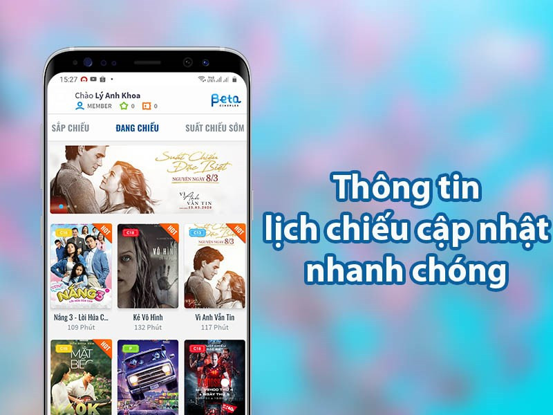 Thông tin lịch chiếu phim được cập nhật nhanh chóng