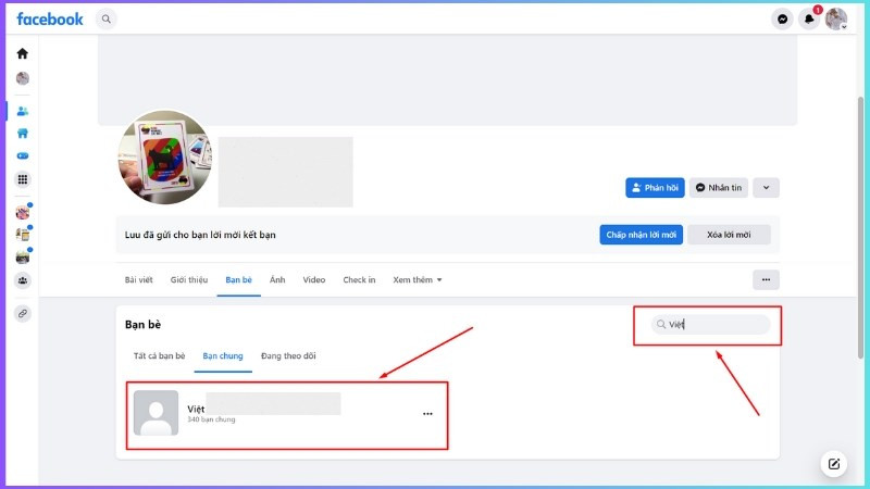 Tìm bạn chung cụ thể trên Facebook bằng máy tính (bước 2)