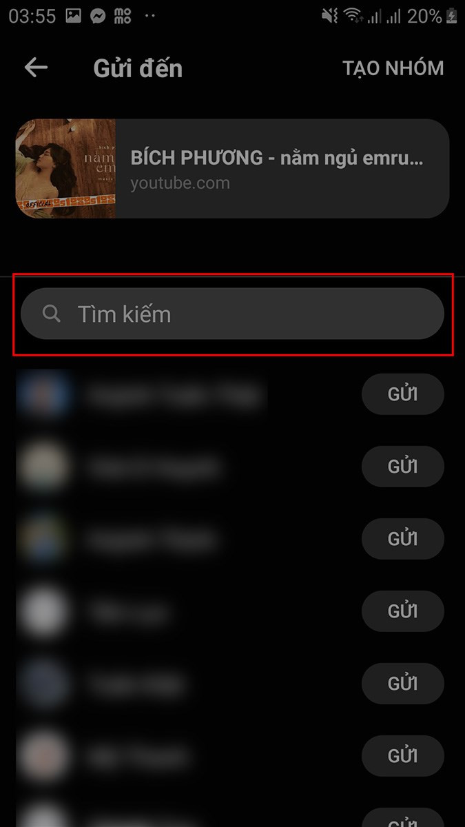 Tìm kiếm bạn bè trên Messenger