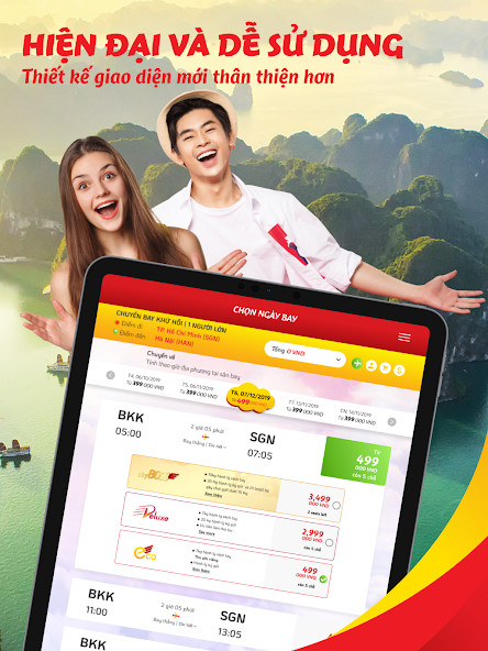 Tìm kiếm chuyến bay trên ứng dụng Vietjet Air