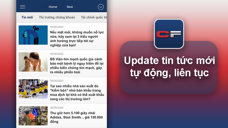 Tin tức được cập nhật liên tục trên CafeF