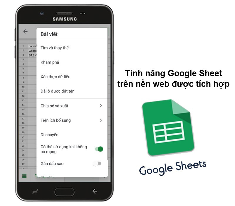 Tính năng Google Sheets