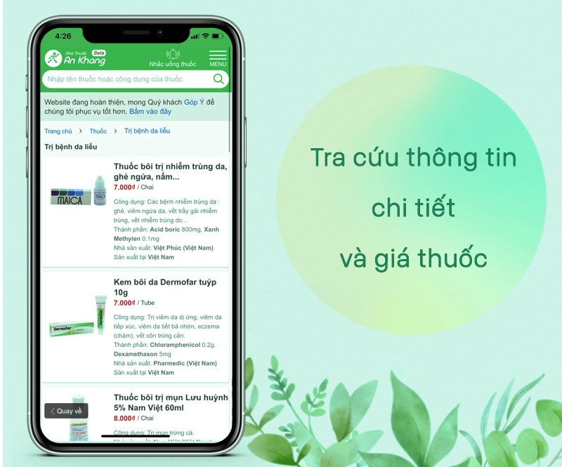 Tra cứu th&ocirc;ng tin thuốc