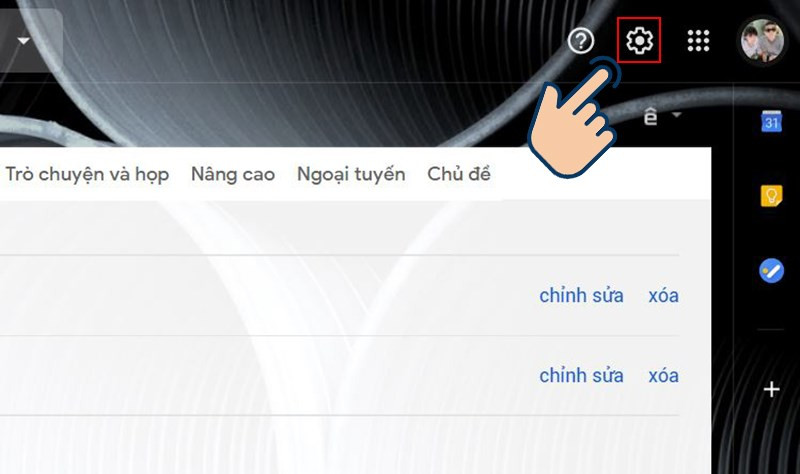 Truy cập cài đặt Gmail