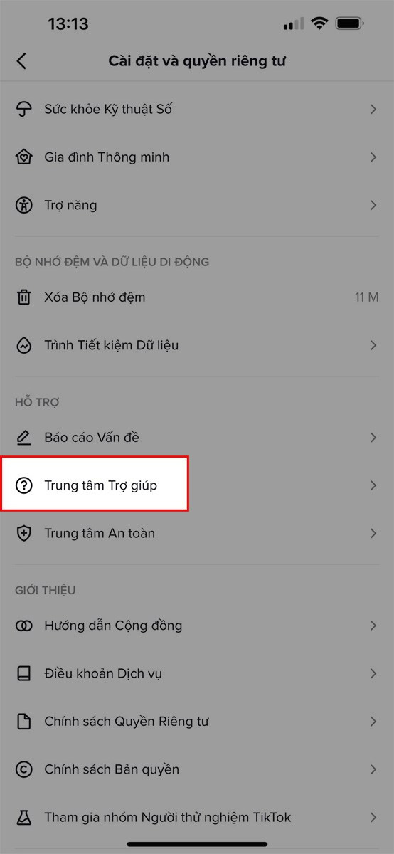 Truy cập Trung tâm trợ giúp TikTok