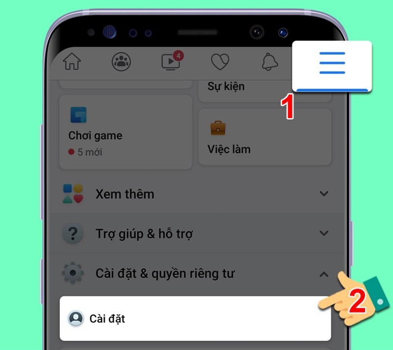 Truy cập vào cài đặt Facebook trên điện thoại