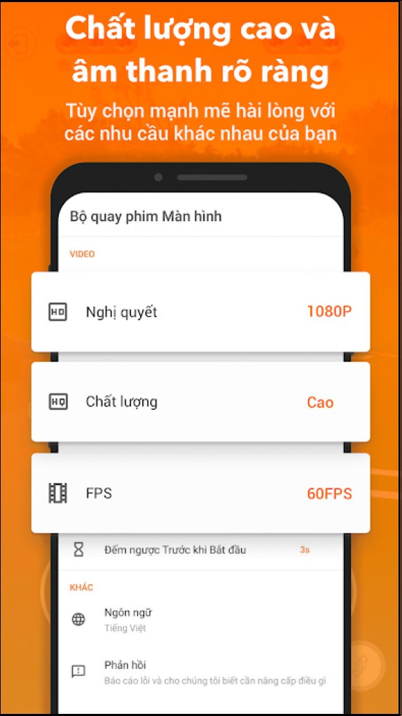 Tùy chỉnh chất lượng video và âm thanh khi quay màn hình