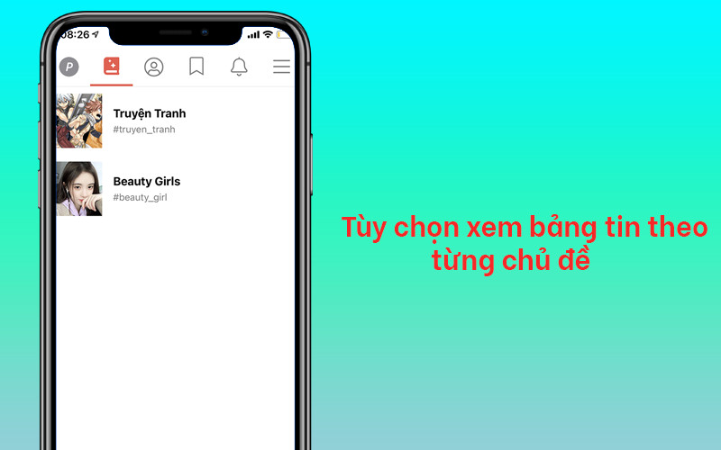 Tùy chọn xem bảng tin theo từng chủ đề