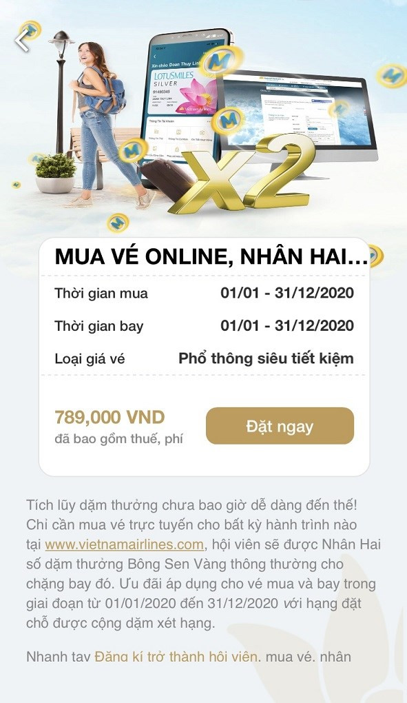 Ưu đãi đặt vé máy bay qua ứng dụng