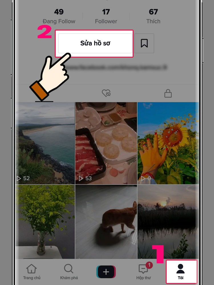 Vào mục Tôi trên TikTok