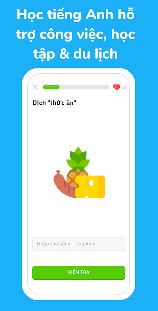 Ví dụ bài học trên Duolingo