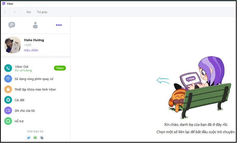 Viber trên máy tính đã được kích hoạt