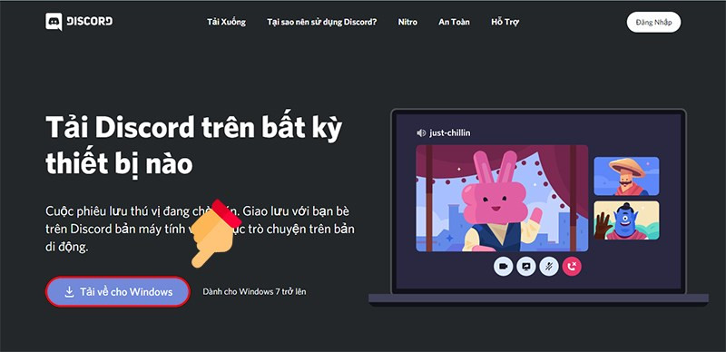 V&agrave;o link để tải phần mềm Discord về m&aacute;y t&iacute;nh