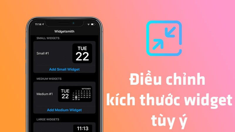 Widgetsmith: Điều chỉnh kích thước Widget