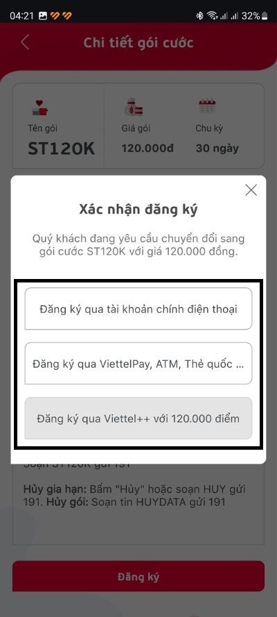 Xác nhận thanh toán bằng phương thức phù hợp