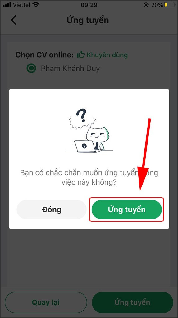 Xác nhận ứng tuyển