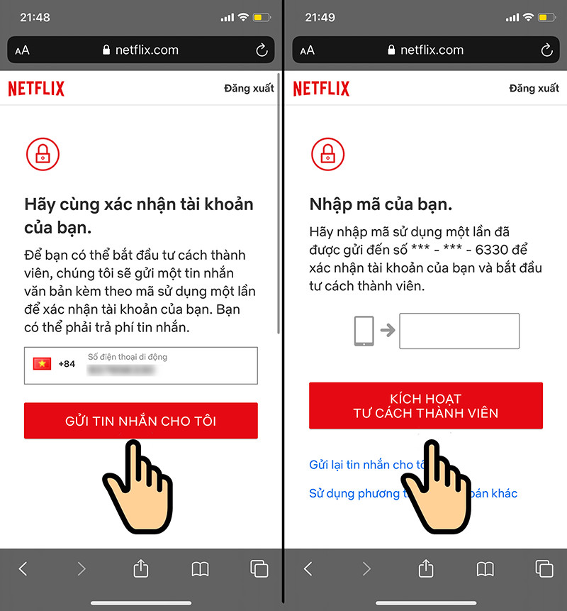 Xác thực OTP Netflix