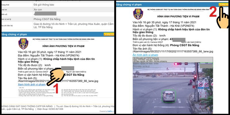 Xem hình ảnh vi phạm và in bằng chứng