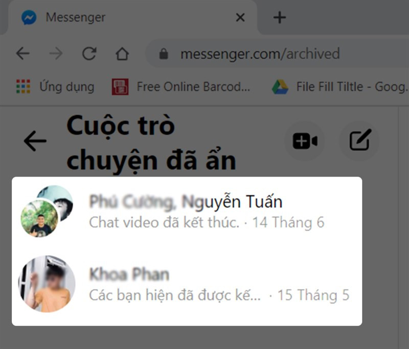 Xem tin nhắn Messenger đã lưu trữ