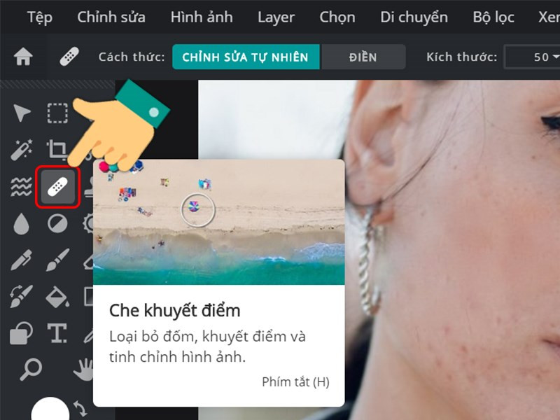 Xóa mụn với Pixlr E