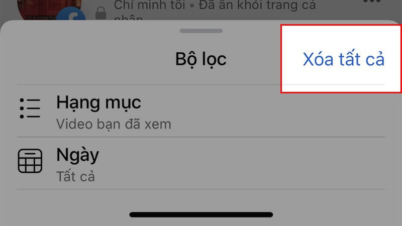 Xóa tất cả lịch sử xem video