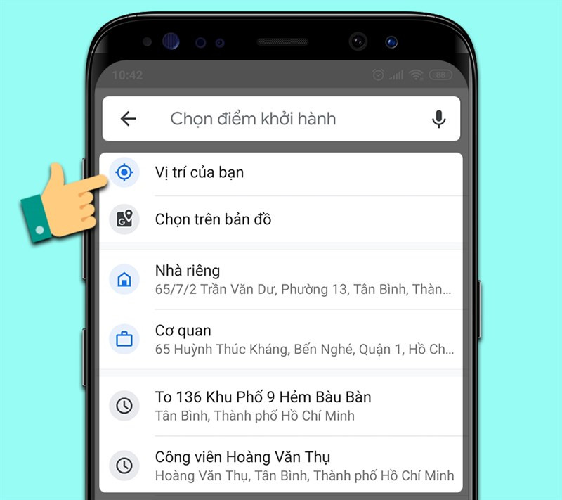 alt: Chọn điểm xuất phát trên Google Maps.