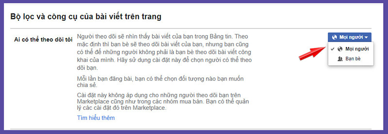 Alt: Chọn Mọi người tại mục Ai có thể theo dõi tôi