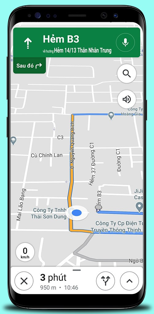 alt: Giao diện Google Maps trên điện thoại hiển thị chỉ đường.