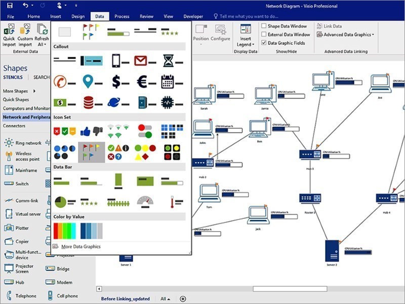 Alt: Giao diện làm việc của Microsoft Visio