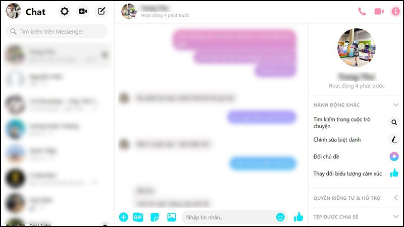 alt: Giao diện Messenger Web trên máy tính