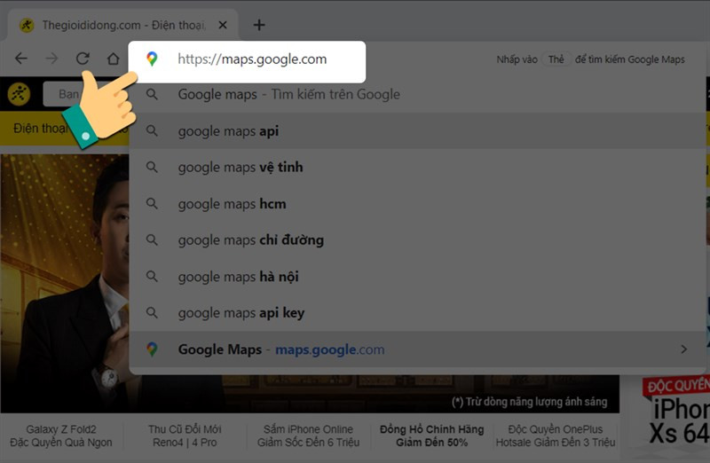 alt: Giao diện trang web Google Maps trên máy tính.