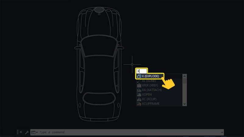 alt: Gõ lệnh Explode trong AutoCAD