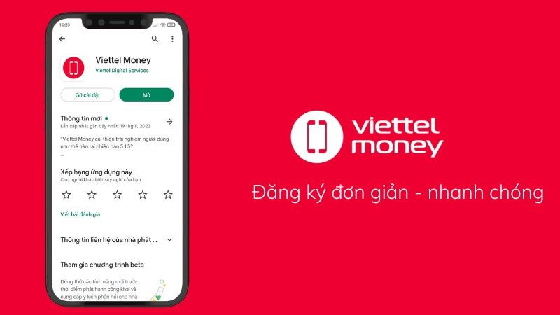 alt: Hình ảnh minh họa quá trình đăng ký Viettel Money đơn giản và nhanh chóng trên điện thoại