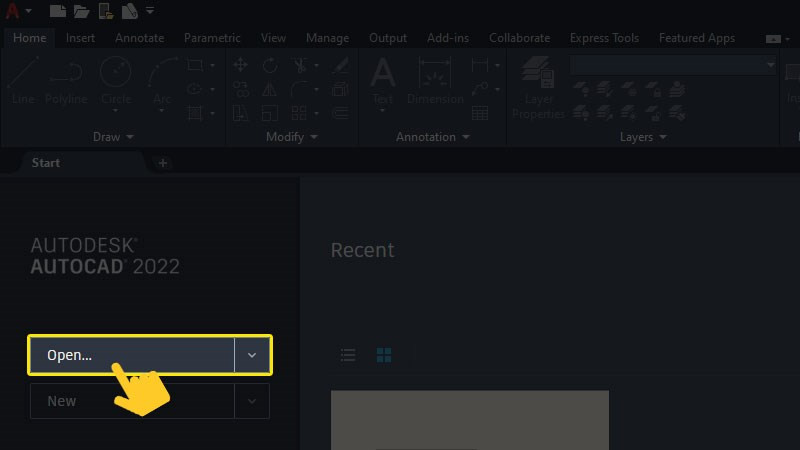 alt: Mở file CAD cần chỉnh sửa