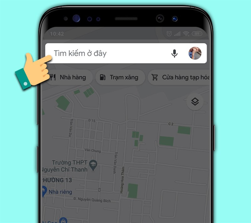 alt: Nhập địa điểm cần tìm trên Google Maps.