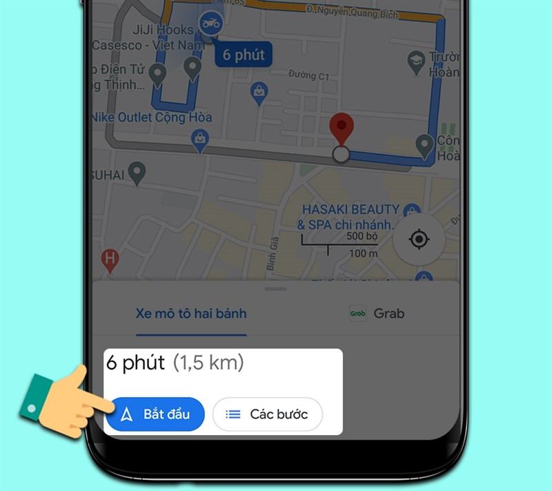 alt: Nút "Bắt đầu" trên Google Maps.