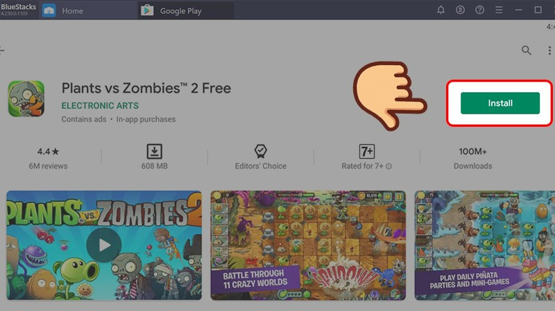 alt text: Cài đặt Plants vs Zombies 2 trên BlueStacks