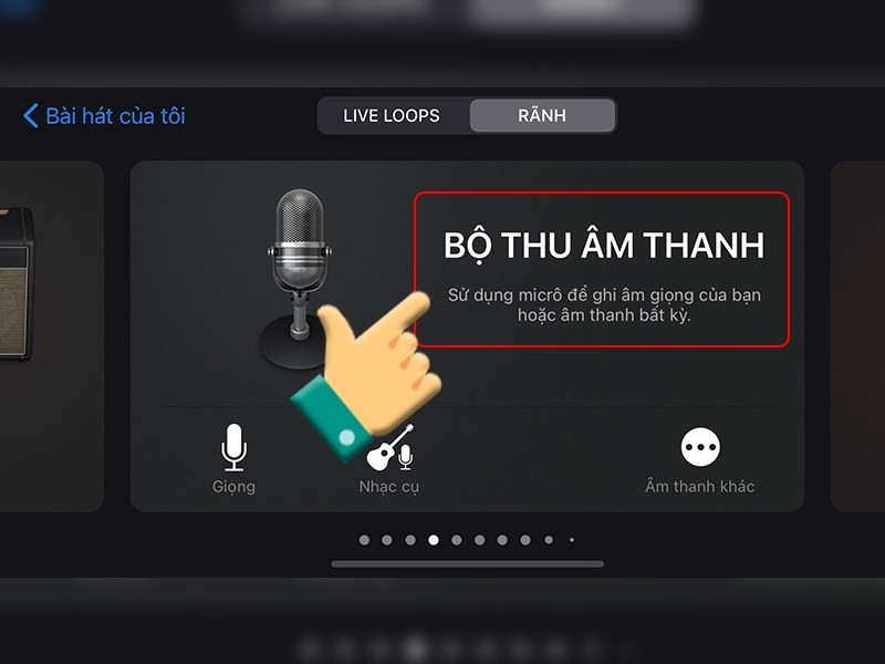 alt text: Chọn Bộ thu âm thanh trong GarageBand.