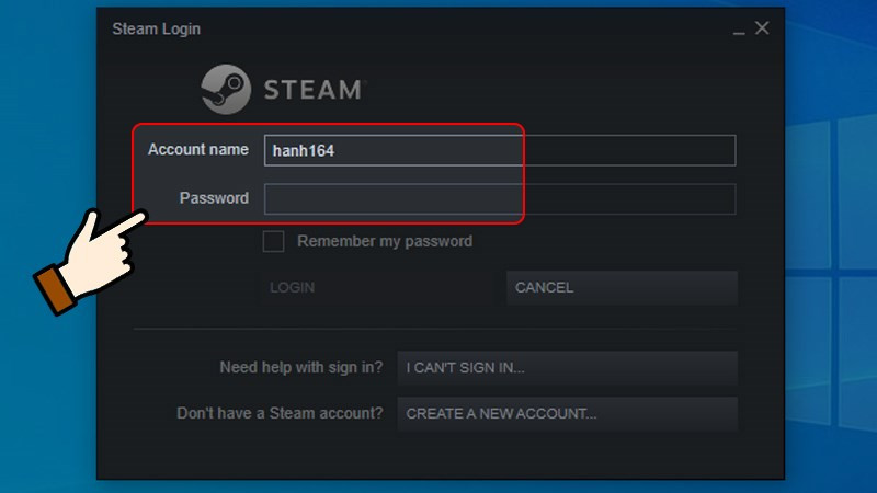 alt text: Đăng nhập Steam