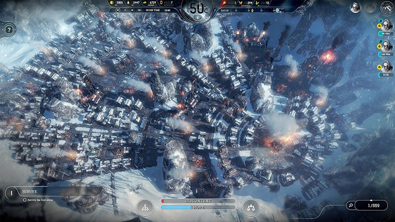 alt text: Giao diện hiển thị mức độ tín nhiệm của người dân trong Frostpunk