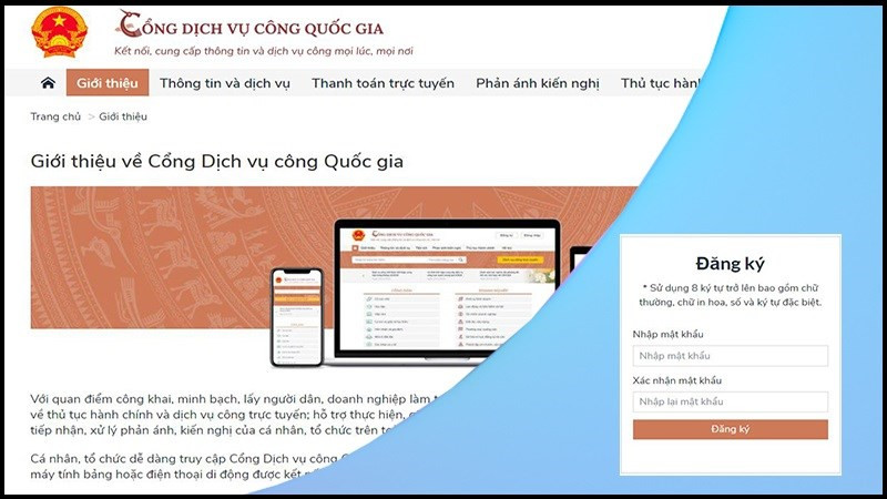 alt text: Giao diện trang chủ Cổng Dịch vụ công Quốc gia