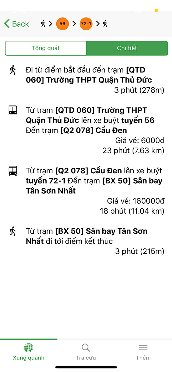 alt text: Giao diện ứng dụng Go!Bus hiển thị lộ trình xe buýt