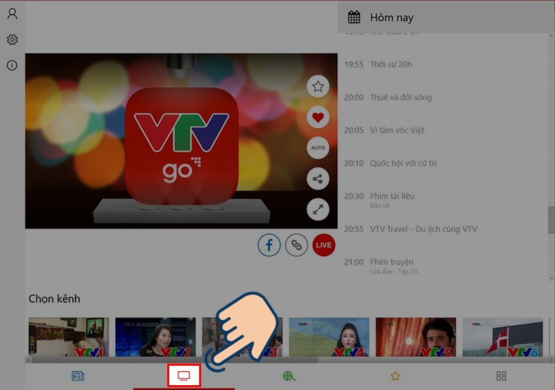 alt text: Giao diện VTV Go trên máy tính