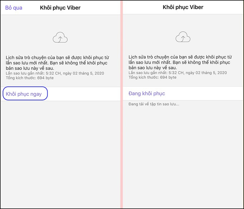 alt text: Khôi phục tin nhắn Viber trên iOS